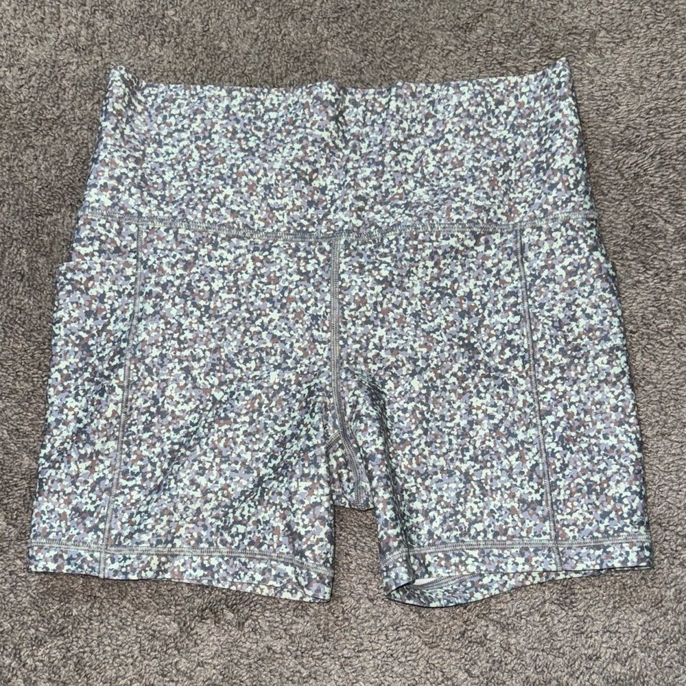 Athleta Mint, Lavender & Gray Speckle High-Rise Athletic Shorts